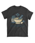 Unisex standard t-shirt with pharmacy design in 100% cotton preshrunk fabric