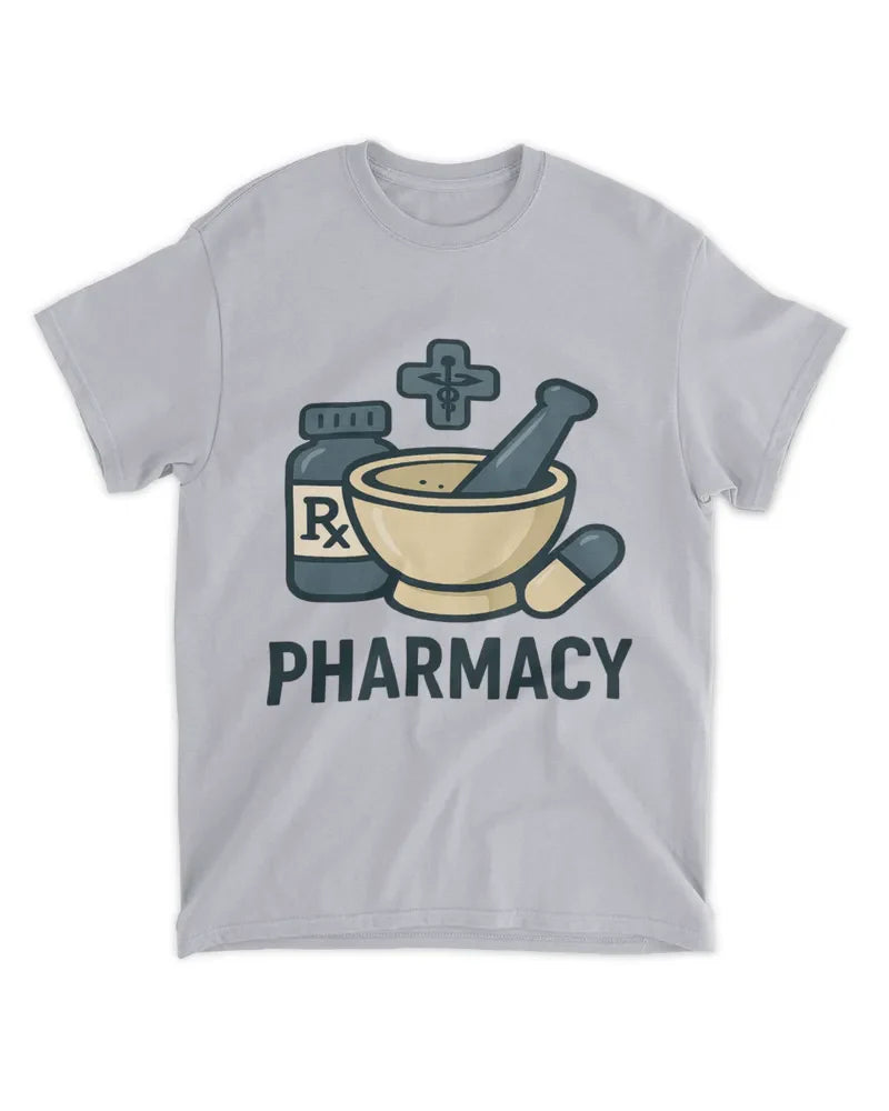 Unisex standard t-shirt with pharmacy design in preshrunk cotton blend