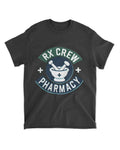 Unisex Standard T-Shirt black with RX Crew Pharmacy logo, preshrunk cotton blend, comfortable fit