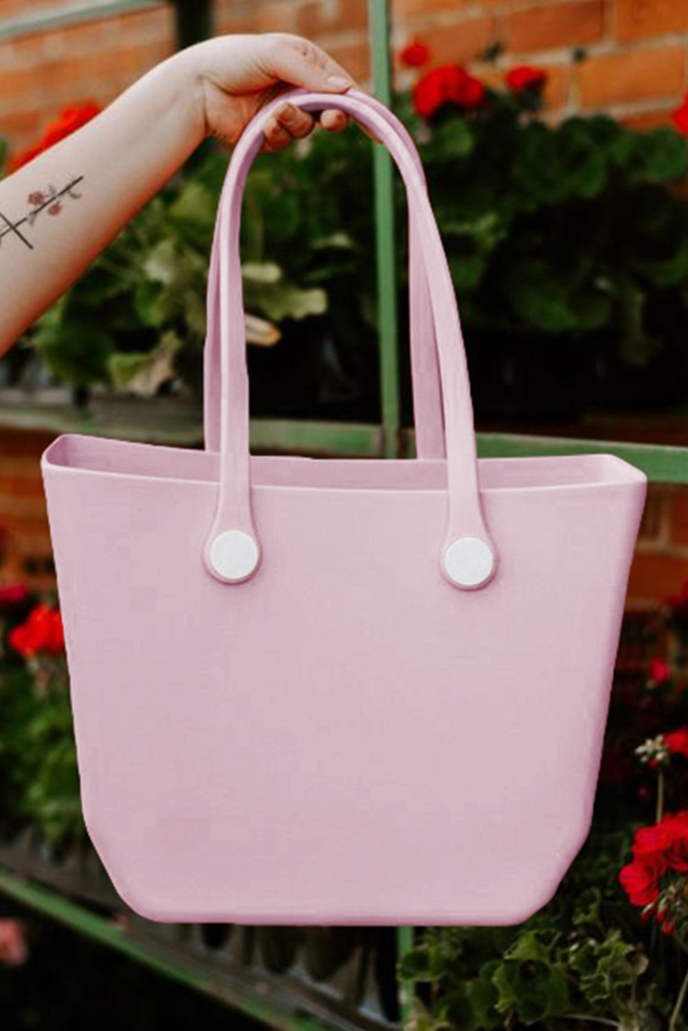 Fiery red waterproof EVA tote bag with detachable self-assembly straps and durable design