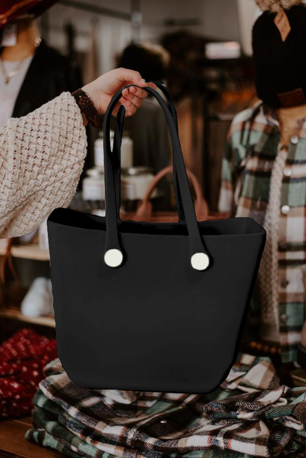 Fiery red waterproof EVA tote bag with detachable straps and durable design