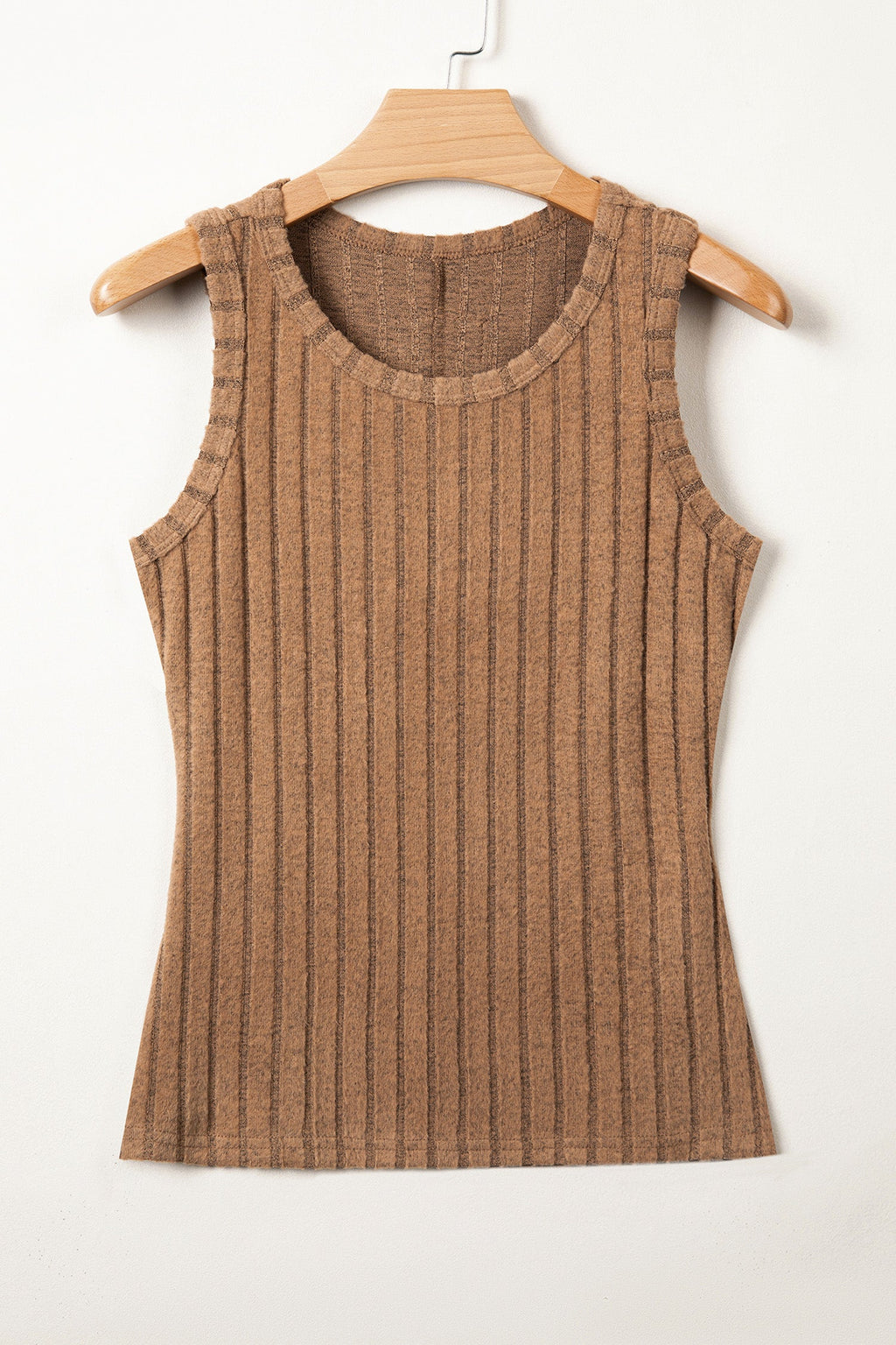 Blue slim ribbed mineral wash tank top with round neck and high elasticity fabric